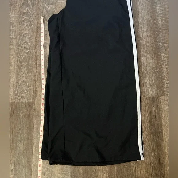 adidas Black Wide Leg Trousers with White Accents - Picture 7 of 10